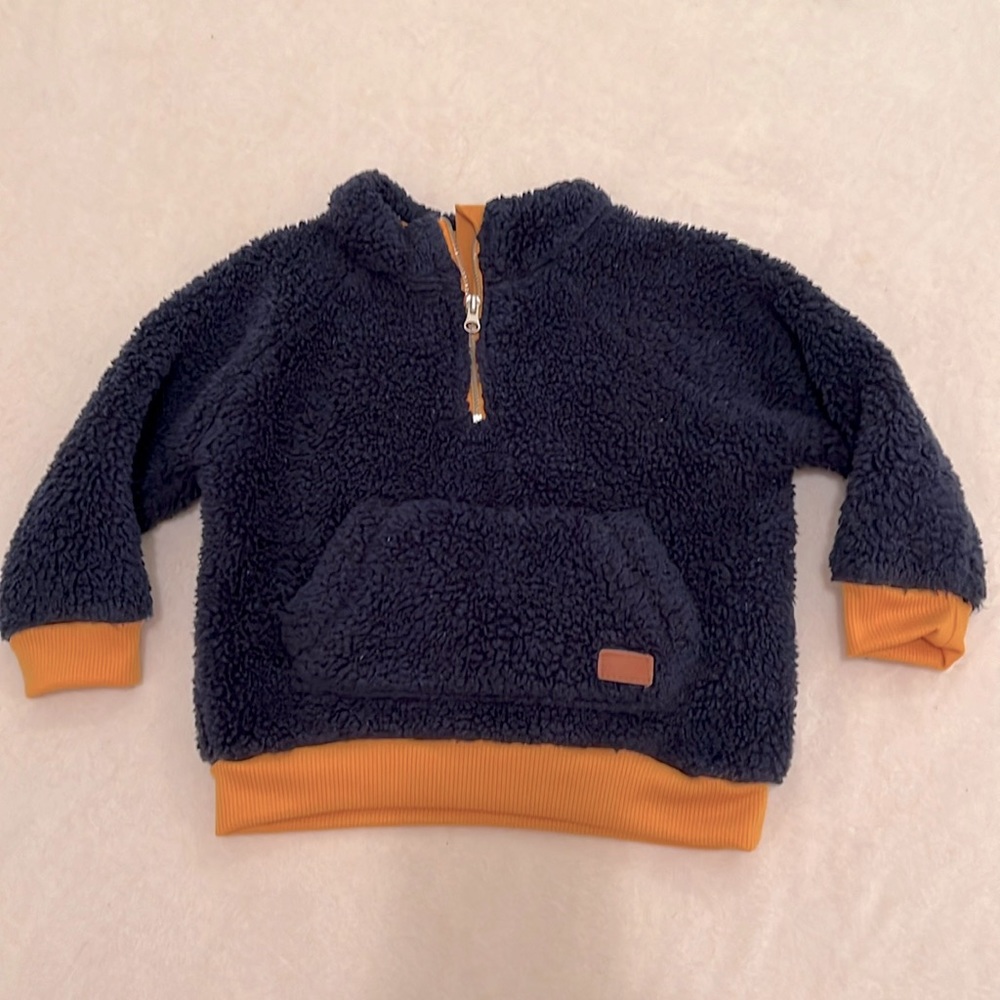 7 For All ManKind baby boy dark blue fuzzy sweater